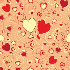 Repeated pattern with hearts and baloons