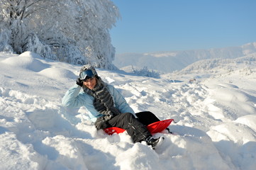 young woman enjoying the snow