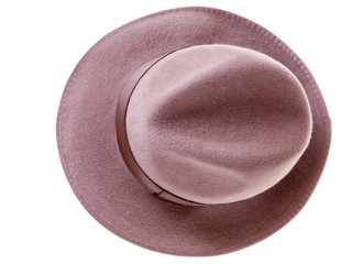 brown felt man's hat top view