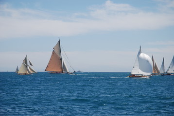 Fototapeta premium classic wood yacht sailing regatta