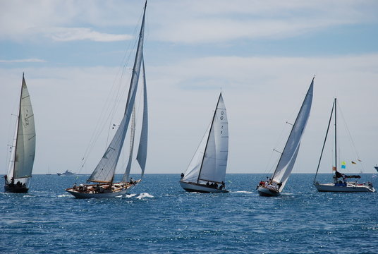 classic yacht sailing in a regatta