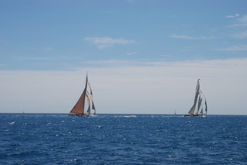 Fototapeta premium Classic wood sailing Yacht Regatta race