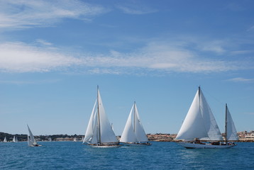 Obraz premium Classic wood sailing Yacht Regatta race