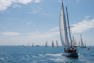 classic yacht sailboat sailing in  regatta