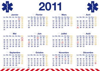 Calendrier 2011 - Médical - fêtes vacances jours fériés
