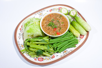 Thai food. Curry cooked vegetables.