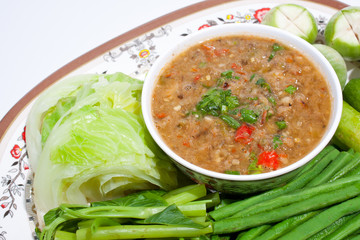 Thai food. Curry cooked vegetables.