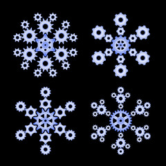 Four mechanical snowflakes