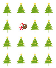 santa and tree