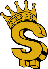dollar sign with golden crown