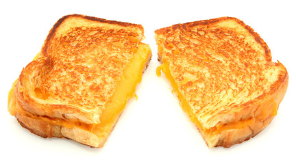Grilled Cheese Sandwich Isolated On White