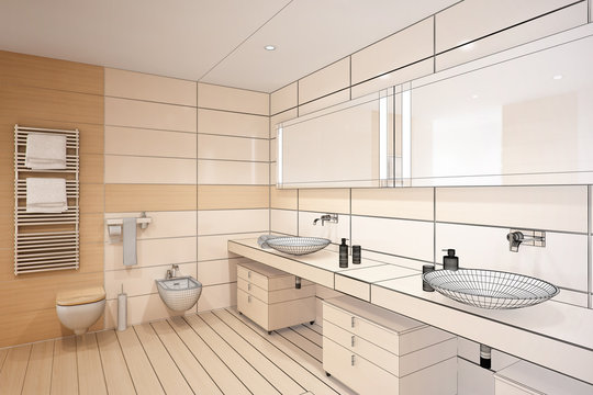 Gentle designed bathroom (3d)