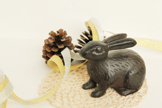 うさぎ雑貨ブロンズ　ヨコ