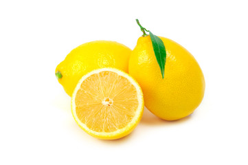 Arrangement of lemons on a white background