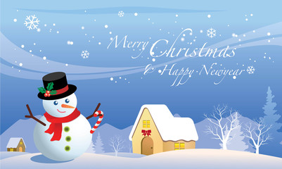 xmas night and snowman