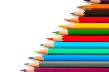 Color pencils on a white