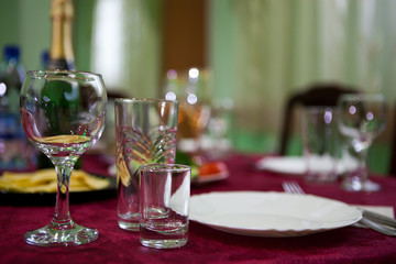 Wine-glass on a festive table