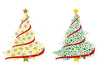 coppia di alberi di Natale formati da tante stelle