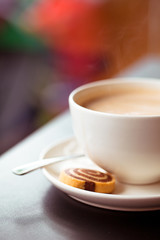 Cup of coffee with cake