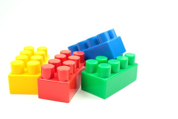 Obraz premium Building blocks isolated on white background