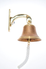 Brass Door Bell On White Background