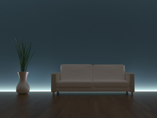 3d Sofa Rendering Neonschein blau 2