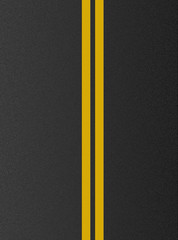 Double yellow lines on asphalt texture