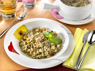 soupe de pois chiches et sarrasin grillé