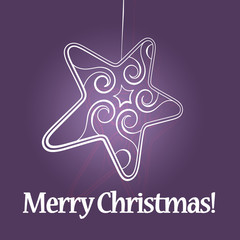 White christmas star on purple background