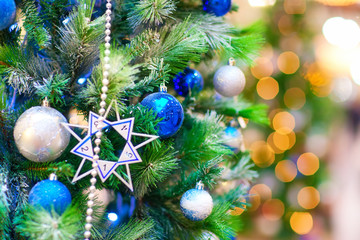 Background with decorated new year tree