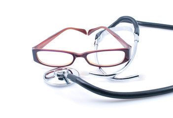 Stethoscope and glasses