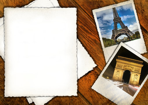 Old vintage background with Eiffel tower