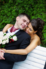 Naklejka premium Beautiful bride and groom