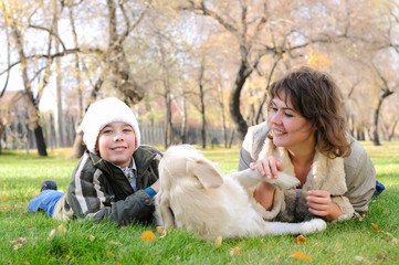 Fototapeta premium Mother and son together having fun