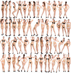 Beautiful underwear model posing on a white background