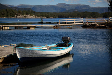 Fototapeta na wymiar Boat on the fjord, Norway
