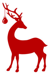 Standing Reindeer & Christmas Ball Red