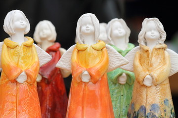 group of angelic figures from Krakow on christmas market