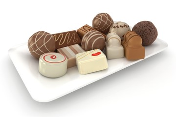 Chocolate truffles on a plate