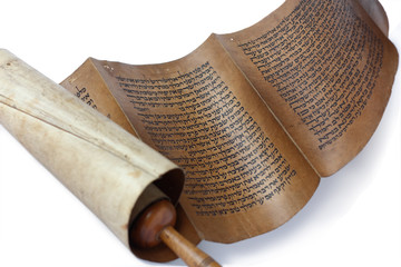 Ancient antique scroll on white background, Israel