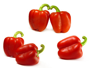 Red bell pepper isolated on a white background. collage