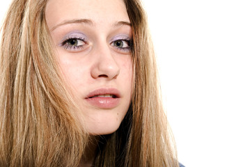 Naklejka premium Portrait of a young girl close-up