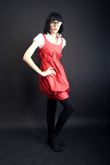 portrait of the young girl looking eccentric