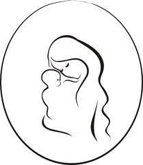 mother and child concept sketch in black lines