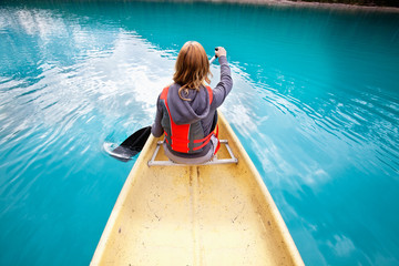Woman rowing boat