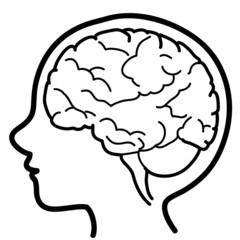 Icona di testa di bambino con emisfero cerebrale visibile