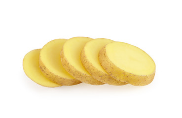 slices of potato isolated on white background