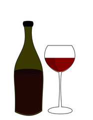 Wine bottle and glass