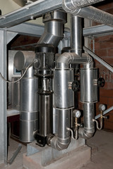 Industrial iron steel tubes with some branchs and pumps