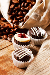 chocolate sweets with coffee beans